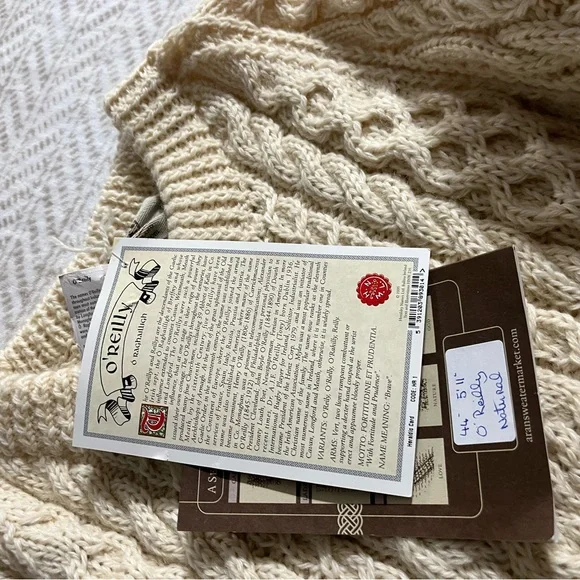 Una O'Reilly Aran Sweater Size XL Cream Wool Ireland Chunky Knit Pullover - Picture 3 of 11